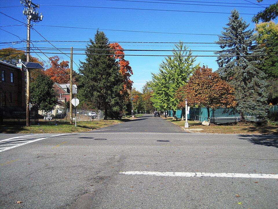 Tree-lined Park Street in Haworth