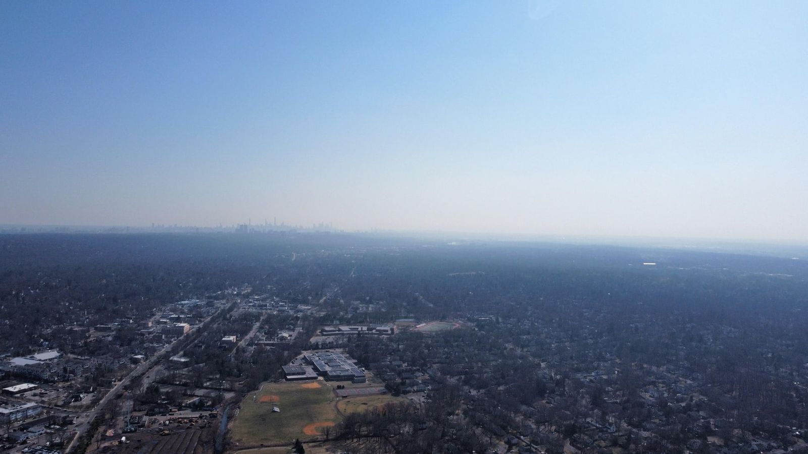 View over Tenafly toward the Manhattan skyline